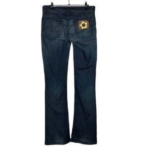 7 For All Mankind Dark Blue Bootcut Y2K Flower Patch Pocket Jeans 27